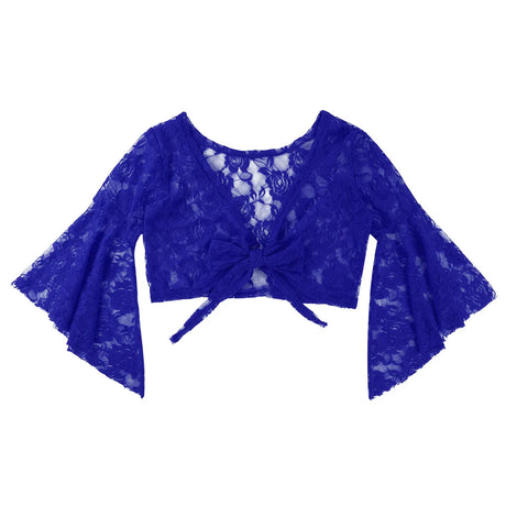 Flare Sleeve Floral Lace Wrap Top Dance Costume Cover Up Cardigan Wraps