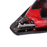 Flaming Rock Mens Dress Shoes Red Faux Leather Pointed Iron Toe Shoes for Men
