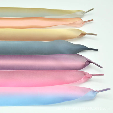 Gradient Colour 4cm Wide Satin Silk Ribbon Shoelaces 120cm Length
