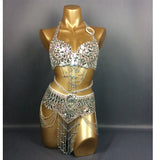 Beaded Sequins Belly Dancing Belt+Bra Samba Costumes