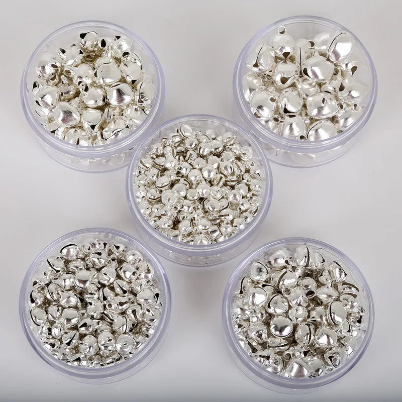 50-300Pcs/lot Loose Silver Beads Iron Jingle Bells Christmas Decoration Gift DIY Crafts