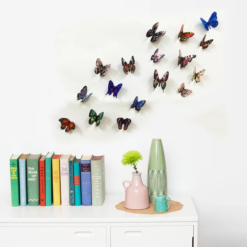 Set of 18 3D PVC Butterfly Wall Stickers Kids Rooms Home Decals
