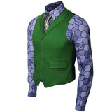 The Ledger, Green Single Breasted Vest with Hexagonal Purple Undershirt