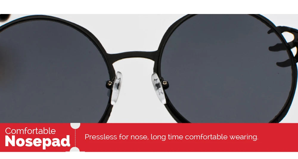 Claw Gripped Round Sunglasses Gothic Gold Metal Frame Shades