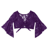 Flare Sleeve Floral Lace Wrap Top Dance Costume Cover Up Cardigan Wraps