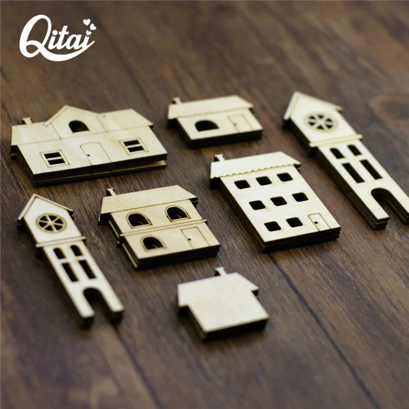 Wooden House Shapes 21 Pieces/7 Types DIY Wood Craft Projects