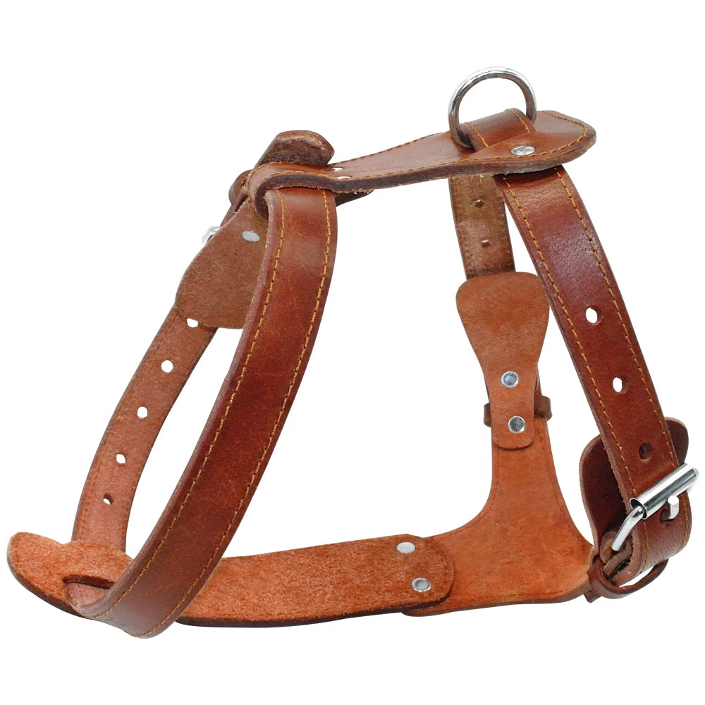 Genuine Leather Dog Harness Brown Real Leather Adjustable Straps Medieval Cosplay