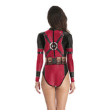 Deadpool Printed Long Sleeve Swimwear One-piece Surfing Swimsuit