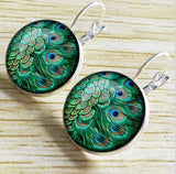 Peacock Glass Cabochon Earrings