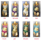 Beaded Sequins Belly Dancing Belt+Bra Samba Costumes