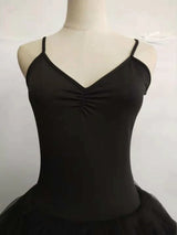 Unadorned White Black Basic Ballet Long Tutu Dress