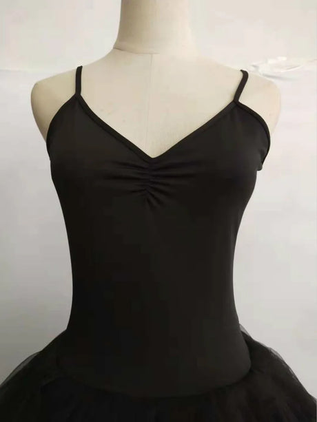 Unadorned White Black Basic Ballet Long Tutu Dress