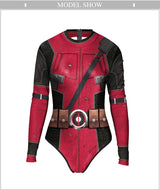 Deadpool Printed Long Sleeve Swimwear One-piece Surfing Swimsuit