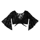 Flare Sleeve Floral Lace Wrap Top Dance Costume Cover Up Cardigan Wraps