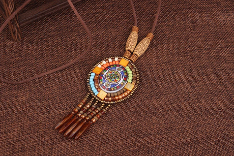Handmade Beaded Leather Boho Necklaces