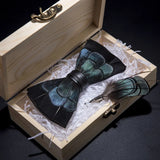 Handmade Woodland Feather Bow Ties & Lapel Pin Gift Box Set