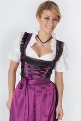 Long Purple Bavarian Traditional Oktoberfest Dirndl Beer Wench Maid Costume