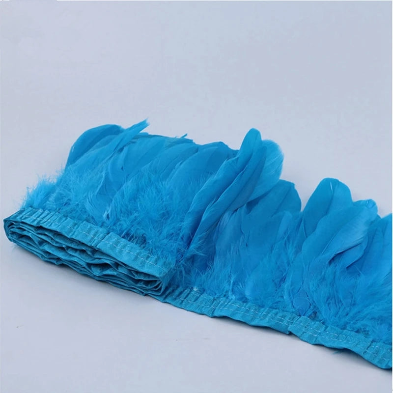 2 Meters Dyed Goose Feather Trims Fringes Ribbons DIY Craft
