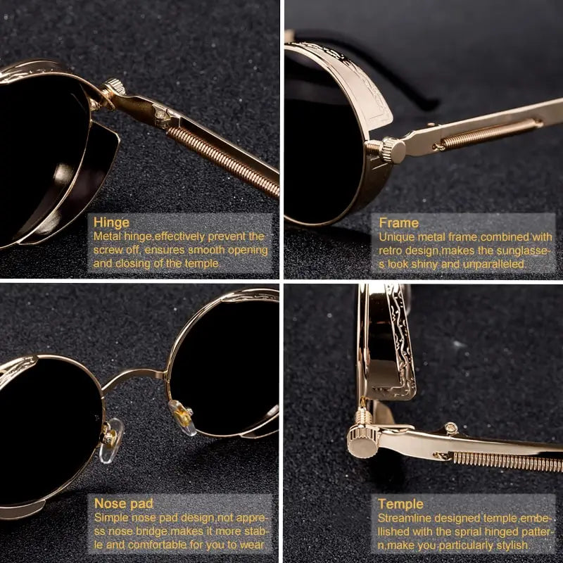 Leon's Round Polarised Sunglasses Steampunk UV400