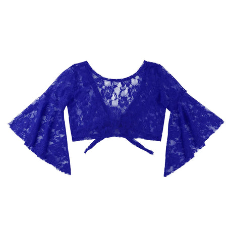 Flare Sleeve Floral Lace Wrap Top Dance Costume Cover Up Cardigan Wraps