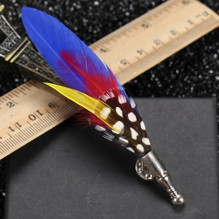 Feather Lapel Pin Brooch Hat Pin Handmade Suit Accessory Gift Idea