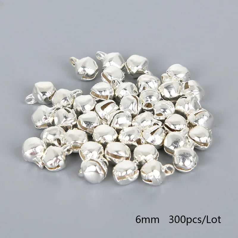 50-300Pcs/lot Loose Silver Beads Iron Jingle Bells Christmas Decoration Gift DIY Crafts