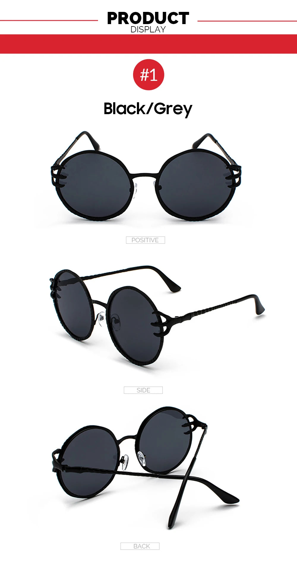 Claw Gripped Round Sunglasses Gothic Gold Metal Frame Shades