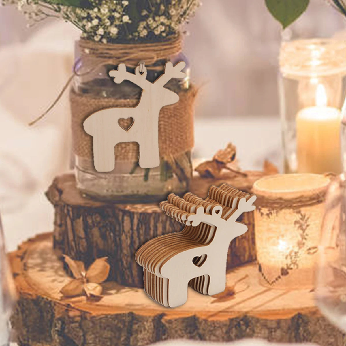 10PCS Wooden Tree Ornaments for Christmas Tree Hanging Craft DIY