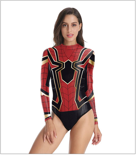 Deadpool Printed Long Sleeve Swimwear One-piece Surfing Swimsuit