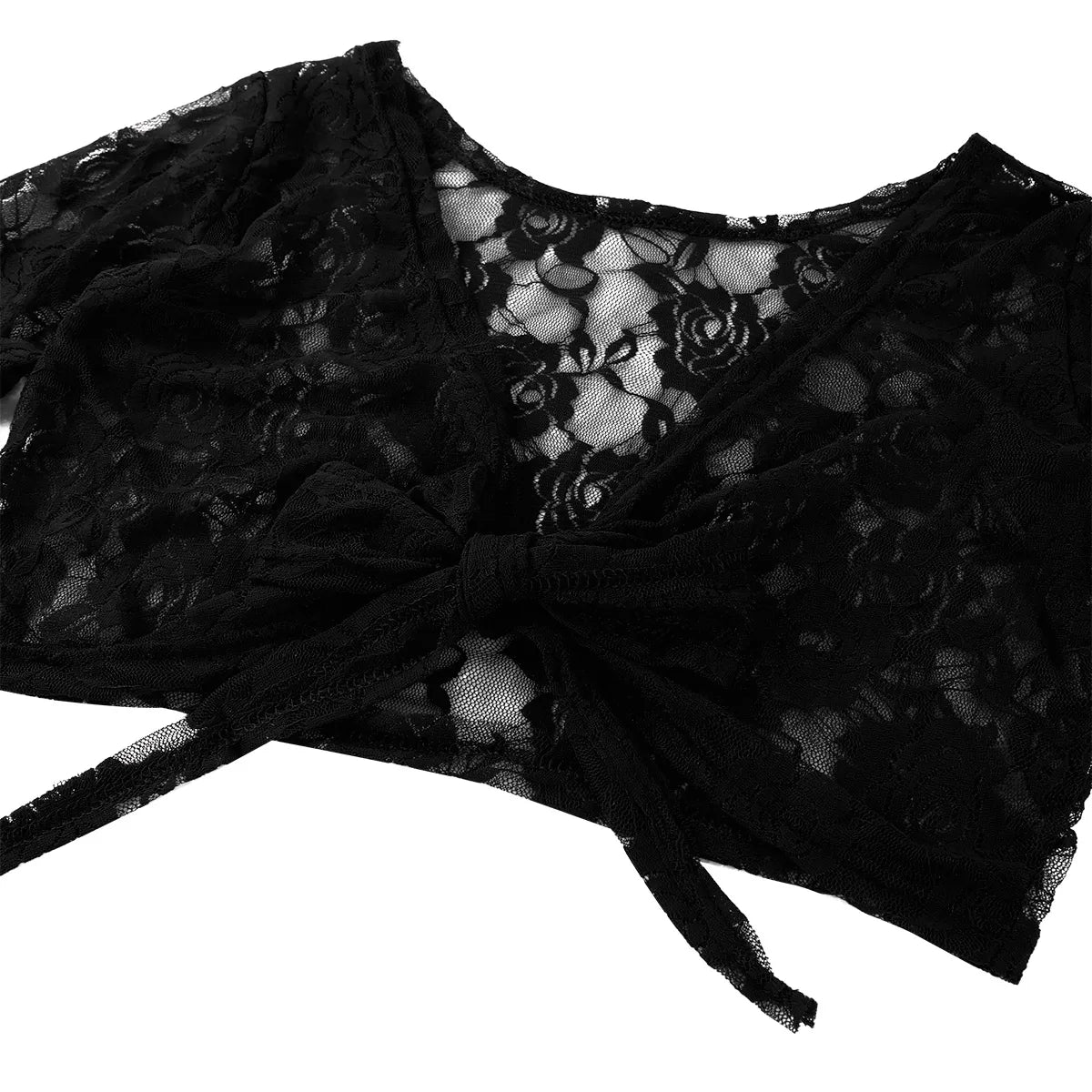 Flare Sleeve Floral Lace Wrap Top Dance Costume Cover Up Cardigan Wraps