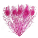 100Pcs Ivory & Dyed White Peacock Feathers Decor DIY Crafts 25-32CM