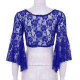 Flare Sleeve Floral Lace Wrap Top Dance Costume Cover Up Cardigan Wraps