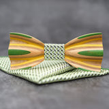 Hand Painted Wooden Bow Tie and Pocket Square Gift Box Sets