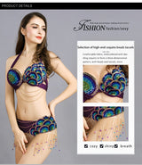 Peacock Belly Dance Beaded Bra and Belt Set