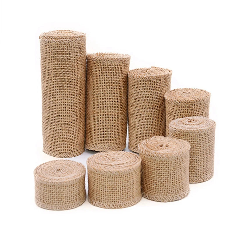 2M Natural Jute Burlap Hessian Ribbon Rolls Rustic Wedding Decoration Christmas Gift Wrapping