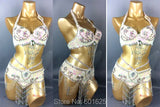 Beaded Sequins Belly Dancing Belt+Bra Samba Costumes