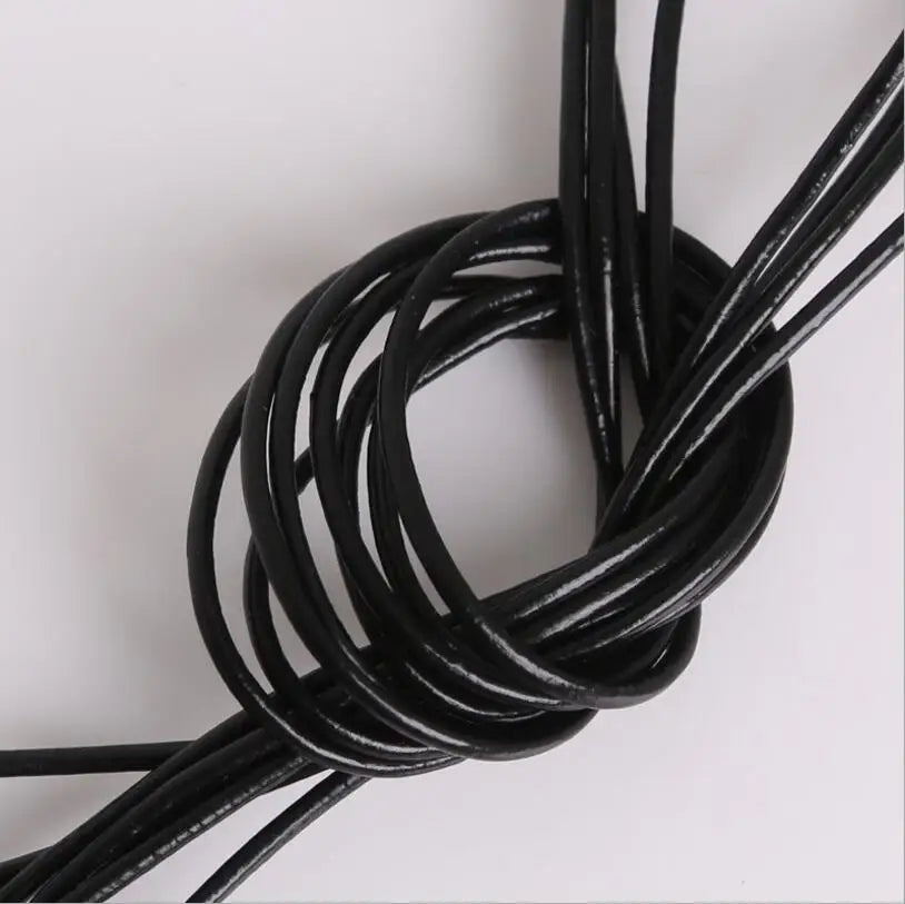 Round Single Strand Black Genuine Leather Cords 1.5mm 3mm 4mm 5mm 6mm