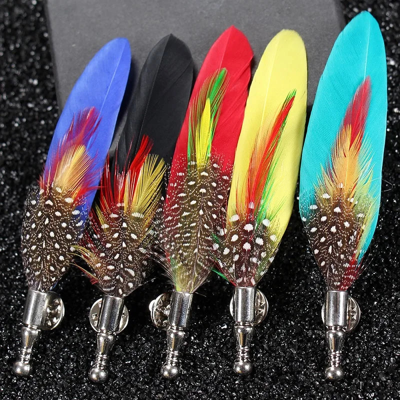 Feather Lapel Pin Brooch Hat Pin Handmade Suit Accessory Gift Idea