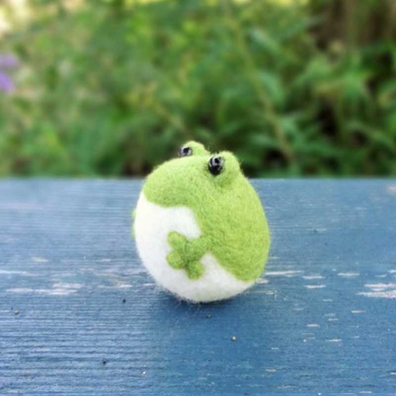 DIY Felt kit Cute Frog Wool Needle Felt Doll Wool Felting Poked Kit DIY Handcrafting Package