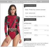 Deadpool Printed Long Sleeve Swimwear One-piece Surfing Swimsuit