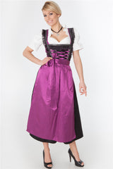 Long Purple Bavarian Traditional Oktoberfest Dirndl Beer Wench Maid Costume