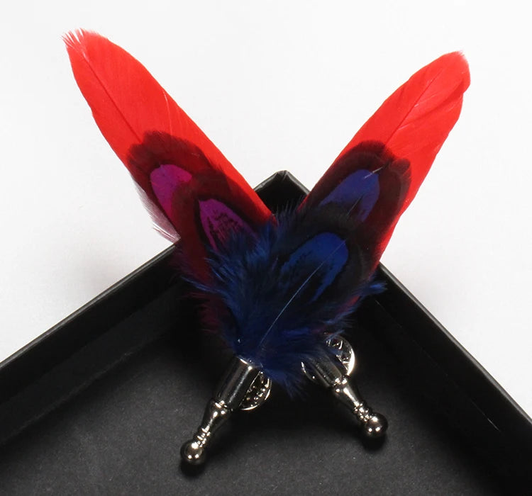 Feather Lapel Pin Brooch Hat Pin Handmade Suit Accessory Gift Idea