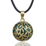 Forest Leaves Harmony Sound Chime Mexican Bola Pendant Necklace