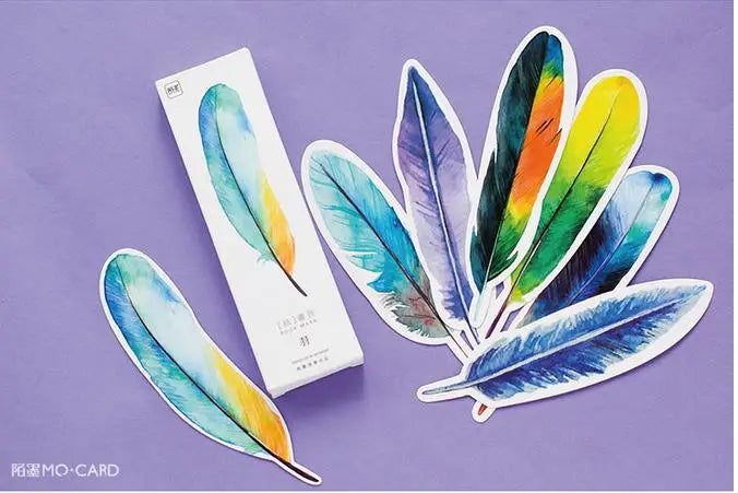 30 pcs/box Paper Feather Bookmarks