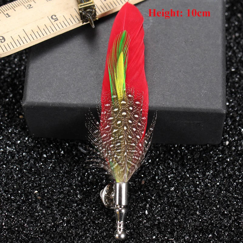 Feather Lapel Pin Brooch Hat Pin Handmade Suit Accessory Gift Idea