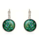 Peacock Glass Cabochon Earrings