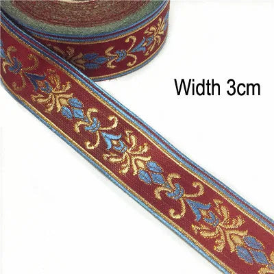 1M Boho Embroidered Jacquard Ribbons Trim DIY Craft