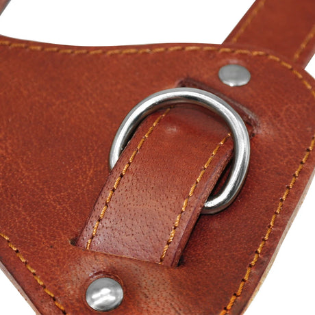 Genuine Leather Dog Harness Brown Real Leather Adjustable Straps Medieval Cosplay