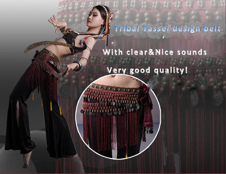 Copper Belly Dance Hip Scarf Coin Belt Tribal Costume