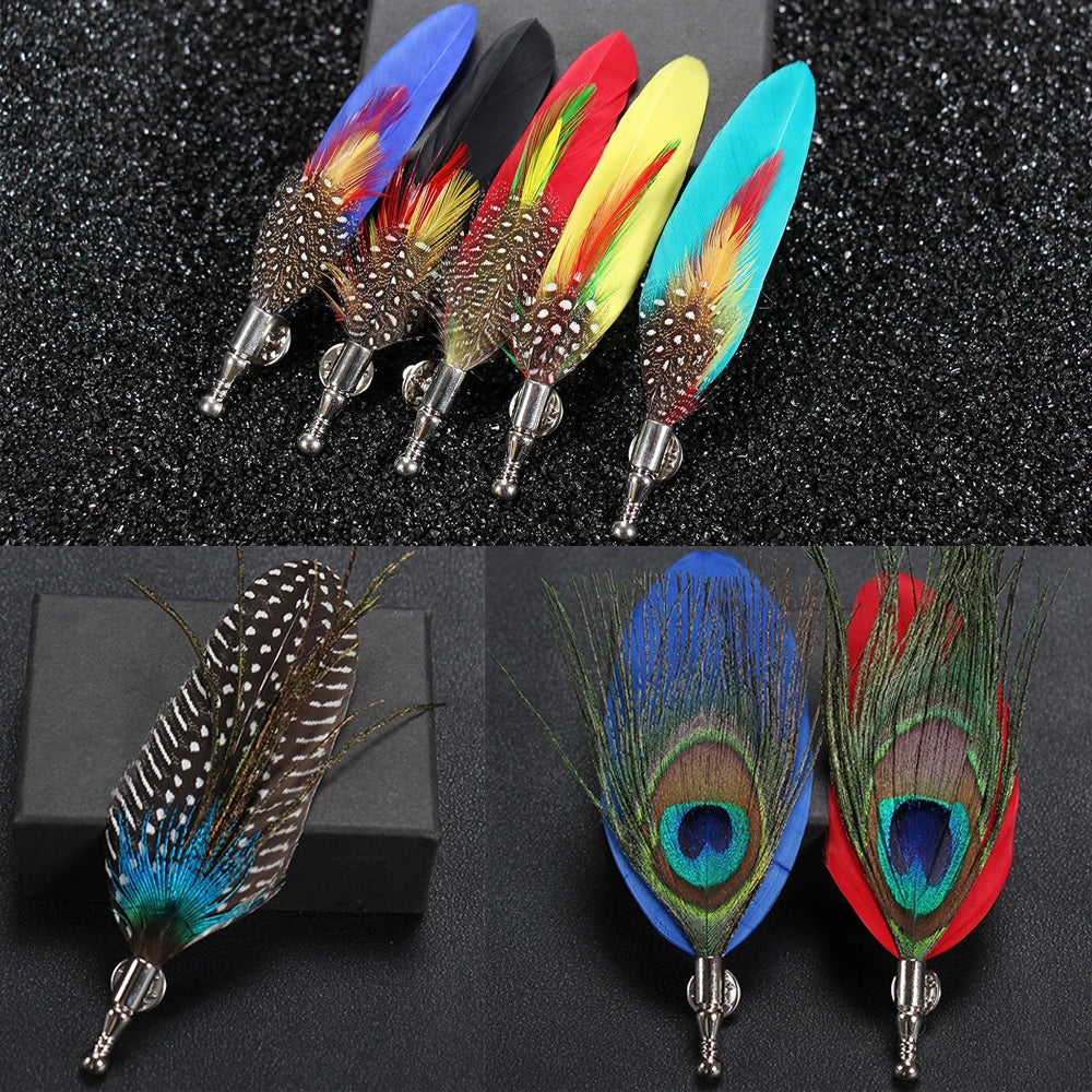 Feather Lapel Pin Brooch Hat Pin Handmade Suit Accessory Gift Idea